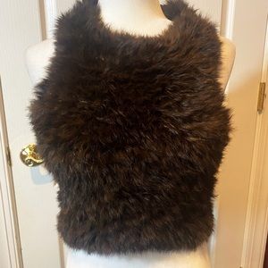 NWOT Dark Brown Rabbit Fur Sleeveless Merino Seweater